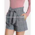 Tie Waist Inseam Pocket Side Shorts Manufacture Wholesale Fashion Women Apparel (TA3008B)